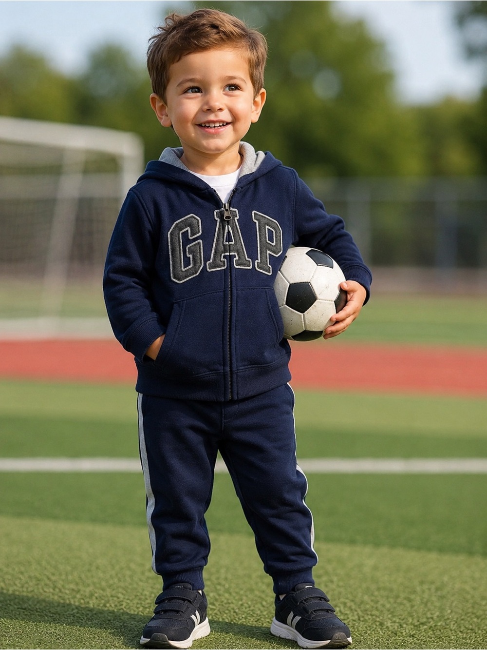GAP Toddler Blue/Gray BIG Logo Hoodie